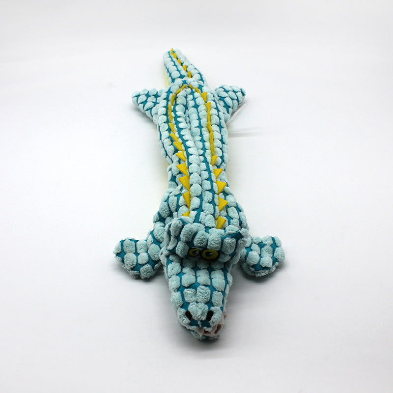 KFX-2631869 Plush Alligator Dog Chew Toy with Sound - 45CM in Blue, Gray, Brown