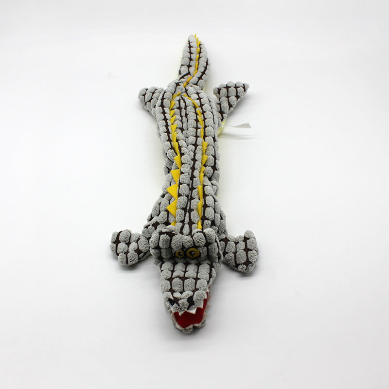 KFX-2631869 Plush Alligator Dog Chew Toy with Sound - 45CM in Blue, Gray, Brown