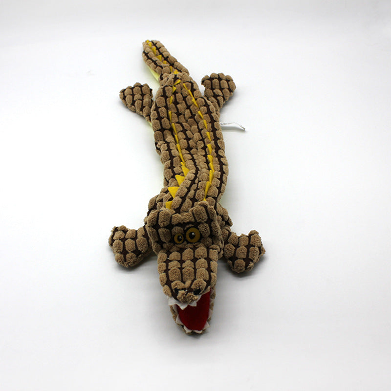 KFX-2631869 Plush Alligator Dog Chew Toy with Sound - 45CM in Blue, Gray, Brown