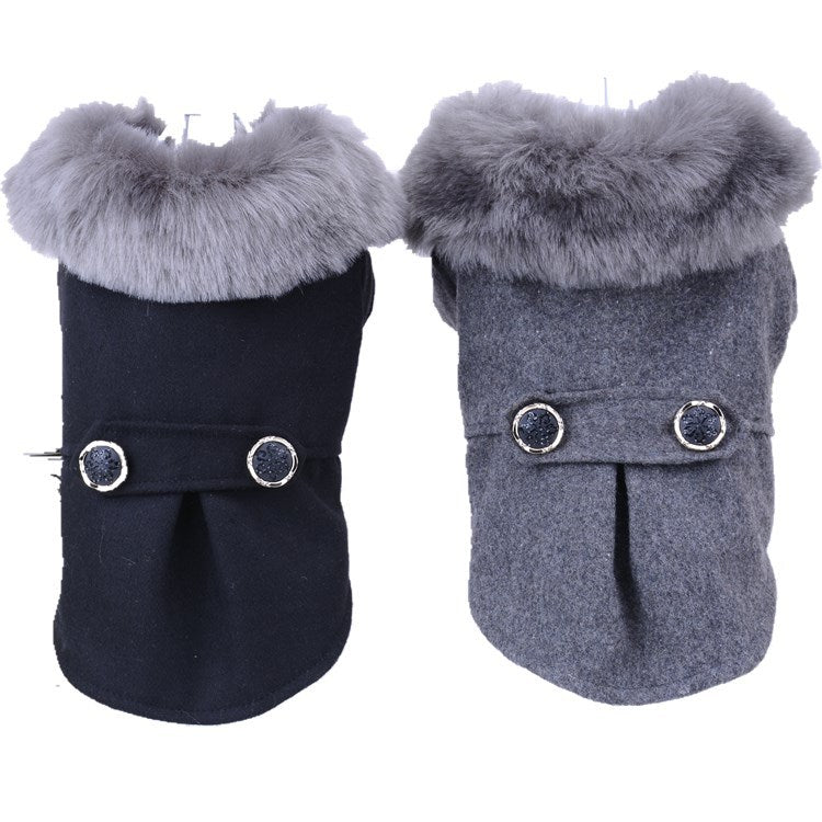 KFX-2632765 Solid Color Pet Clothing for Autumn and Winter - Sizes S to XXL in Black and Gray