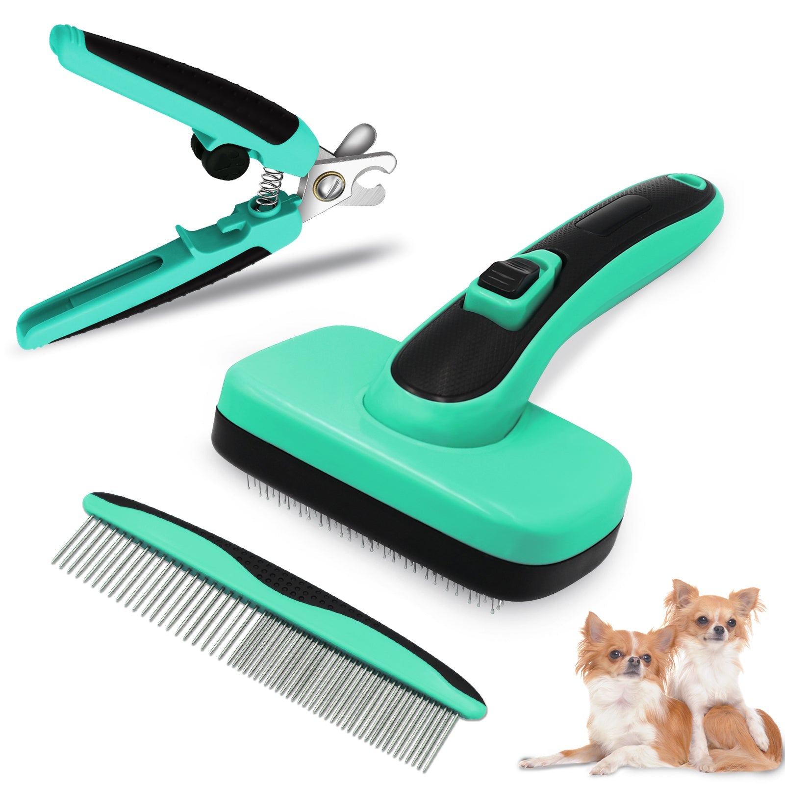 KFX-2633789 Retractable Pet Brush with TPR, ABS, and Stainless Steel Needle for Effective Hair Removal