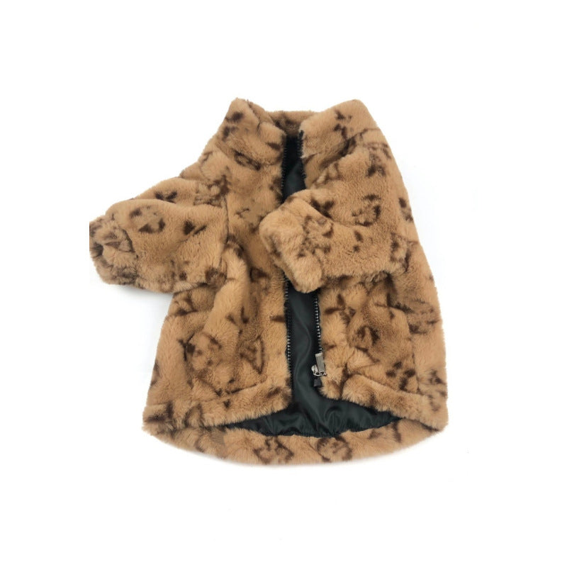 KFX-2636349 Leopard Print Dog Coat for Spring and Autumn, Cotton Material, Japanese and Korean Style