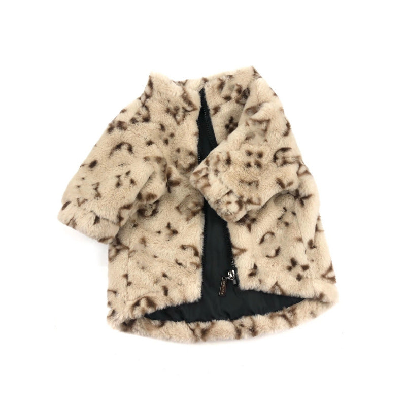 KFX-2636349 Leopard Print Dog Coat for Spring and Autumn, Cotton Material, Japanese and Korean Style