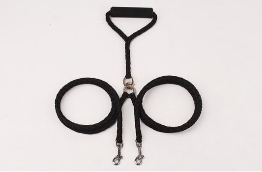 KFX-2637757 Durable Hand-Knitted Double-Ended Dog Leash with Padded Handle for Outdoor Use