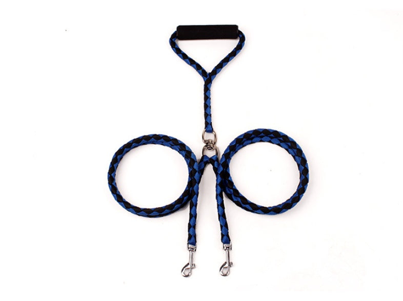 KFX-2637757 Durable Hand-Knitted Double-Ended Dog Leash with Padded Handle for Outdoor Use