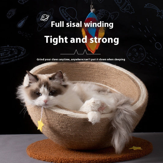 KFX-2638013 Large Cat Scratching Basin Nest made of Starlight Sisal with Flannel and Hemp Rope