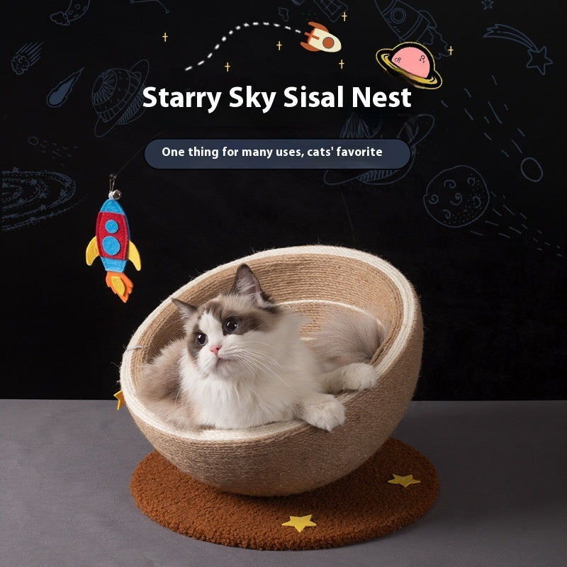 KFX-2638013 Large Cat Scratching Basin Nest made of Starlight Sisal with Flannel and Hemp Rope