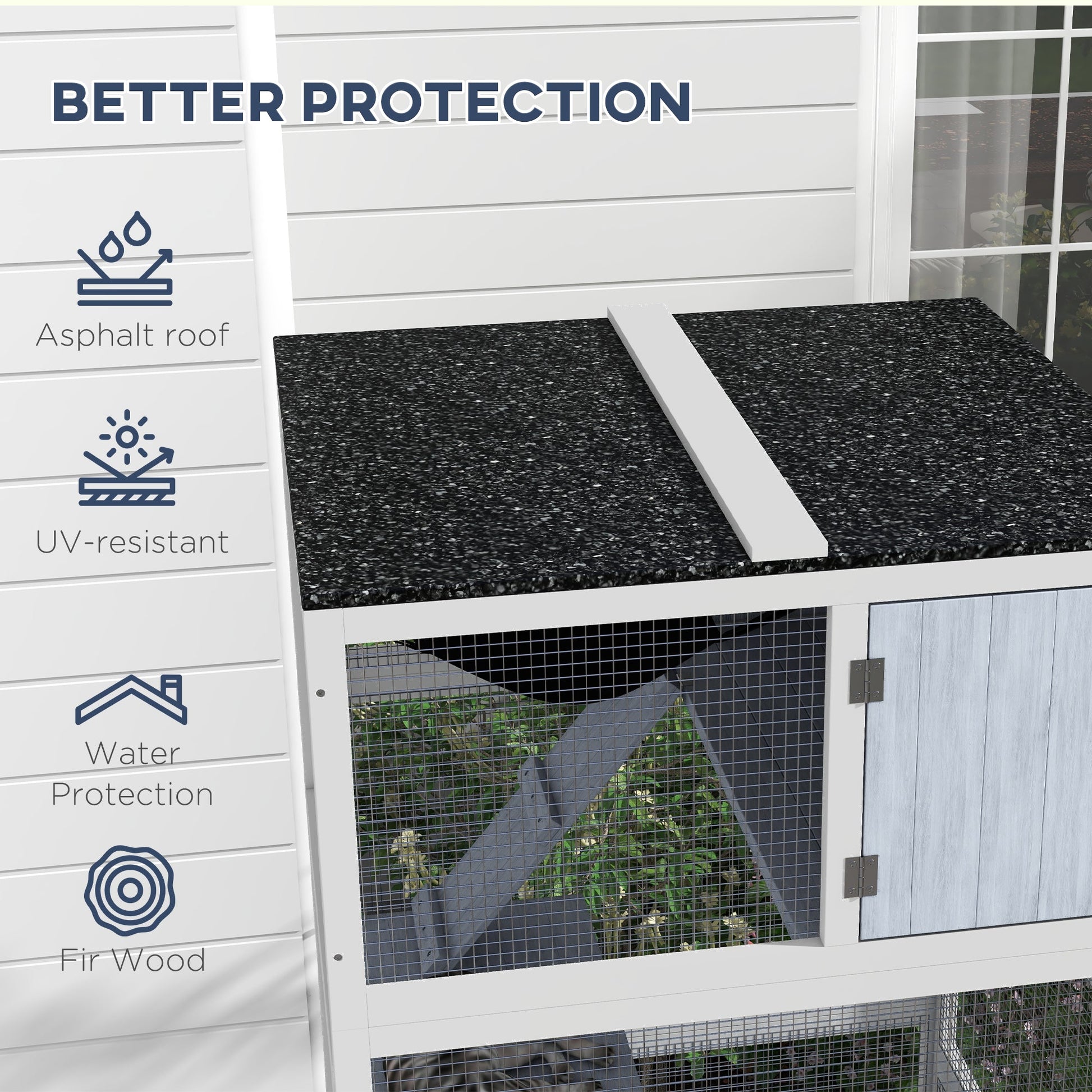 KFX-2641981 Gray Outdoor Cat Enclosure on Wheels with Hammock and Ramps for Cats up to 12 lbs