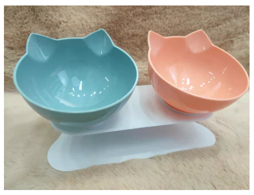 KFX-2643901 Transparent Cat Bowl with Inclined Design for Easy Eating and Comfort