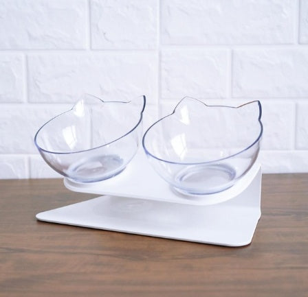 KFX-2643901 Transparent Cat Bowl with Inclined Design for Easy Eating and Comfort