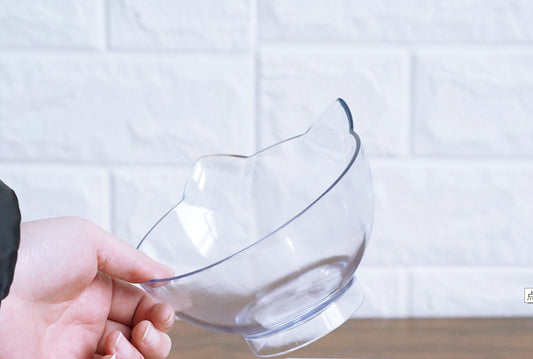 KFX-2643901 Transparent Cat Bowl with Inclined Design for Easy Eating and Comfort