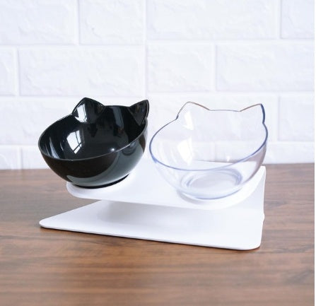 KFX-2643901 Transparent Cat Bowl with Inclined Design for Easy Eating and Comfort