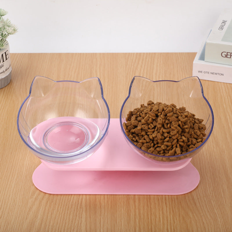 KFX-2643901 Transparent Cat Bowl with Inclined Design for Easy Eating and Comfort