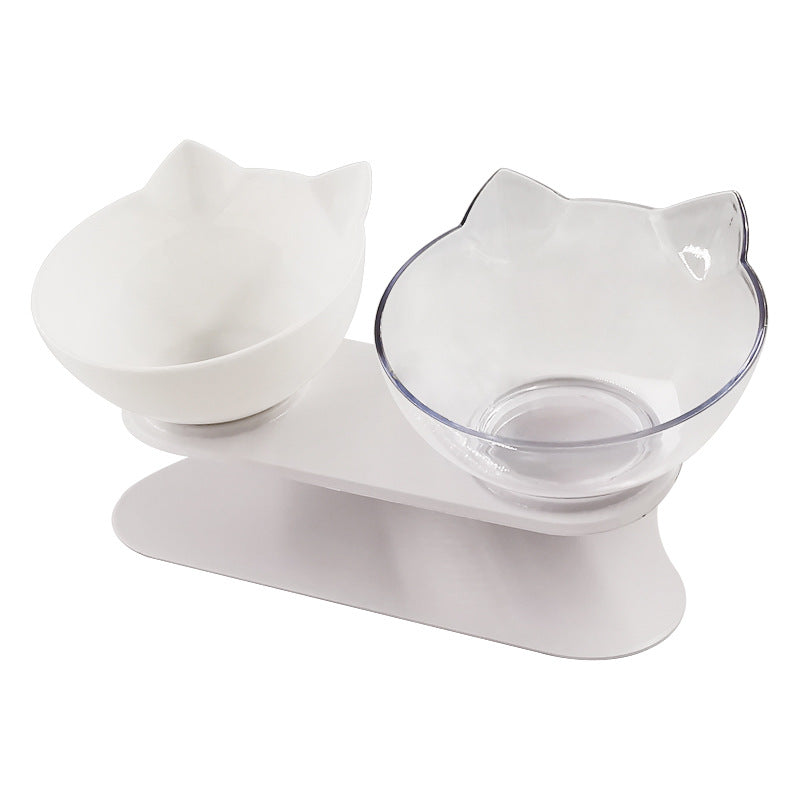 KFX-2643901 Transparent Cat Bowl with Inclined Design for Easy Eating and Comfort