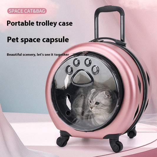 KFX-2645949 Transparent Portable Pet Trolley Bag with Reinforced Design for Cats and Dogs - Multiple Colors Available