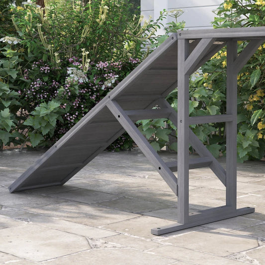 KFX-2646973 Gray Dog Agility Ramp with Safety Bar and Non-Slip Surface for Training and Exercise