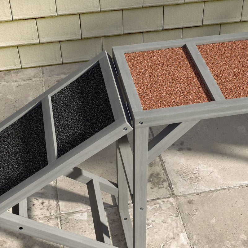 KFX-2646973 Gray Dog Agility Ramp with Safety Bar and Non-Slip Surface for Training and Exercise