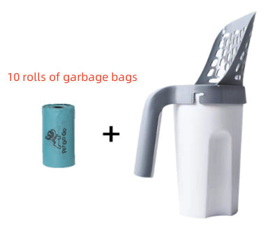 KFX-2647485 Large Capacity Portable Cat Litter Scoop with Removable Washable Design and 4 Rolls of Garbage Bags