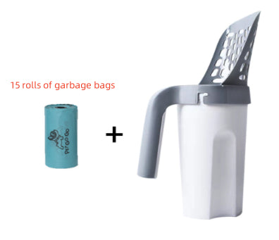 KFX-2647485 Large Capacity Portable Cat Litter Scoop with Removable Washable Design and 4 Rolls of Garbage Bags
