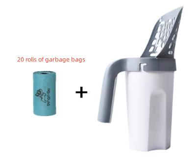 KFX-2647485 Large Capacity Portable Cat Litter Scoop with Removable Washable Design and 4 Rolls of Garbage Bags