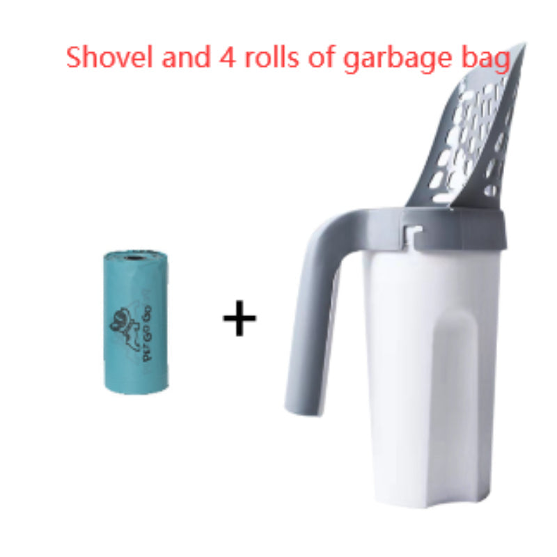 KFX-2647485 Large Capacity Portable Cat Litter Scoop with Removable Washable Design and 4 Rolls of Garbage Bags