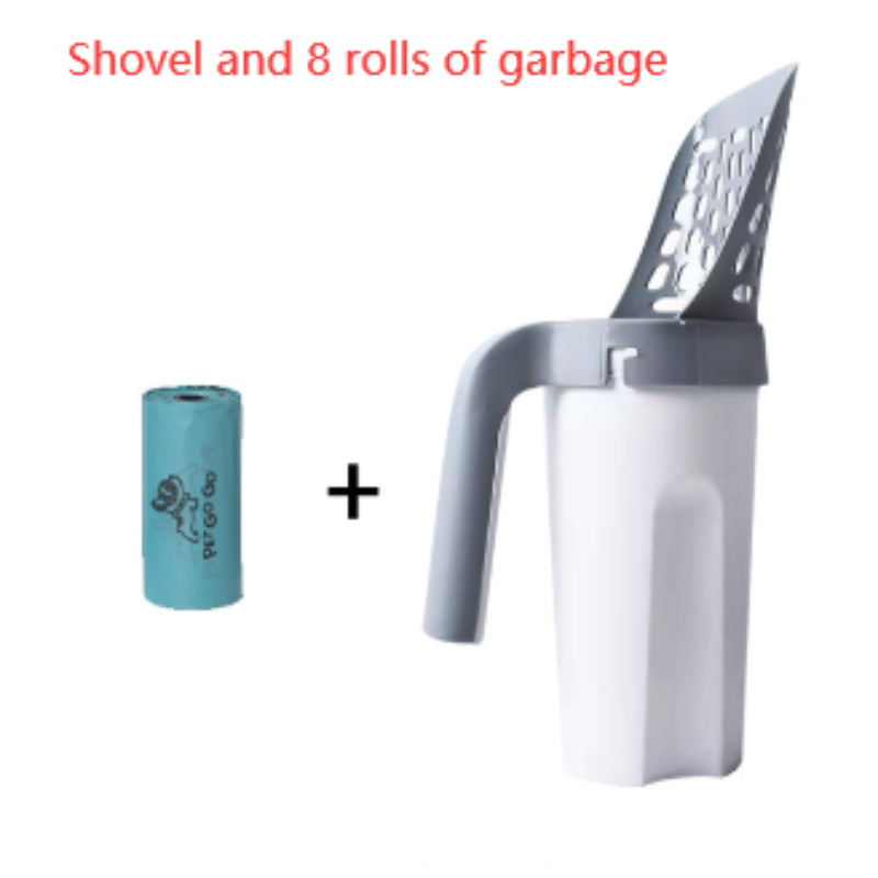 KFX-2647485 Large Capacity Portable Cat Litter Scoop with Removable Washable Design and 4 Rolls of Garbage Bags