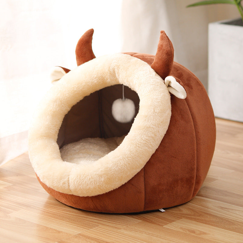 KFX-2647741 Cozy Semi-Enclosed Cat Nest for All Seasons in Various Colors and Sizes