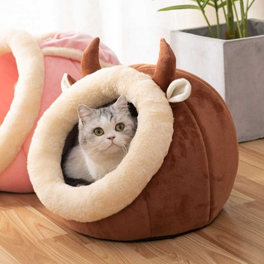KFX-2647741 Cozy Semi-Enclosed Cat Nest for All Seasons in Various Colors and Sizes