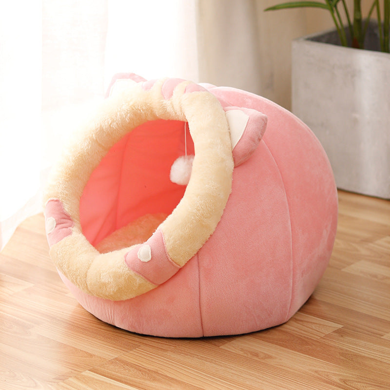 KFX-2647741 Cozy Semi-Enclosed Cat Nest for All Seasons in Various Colors and Sizes