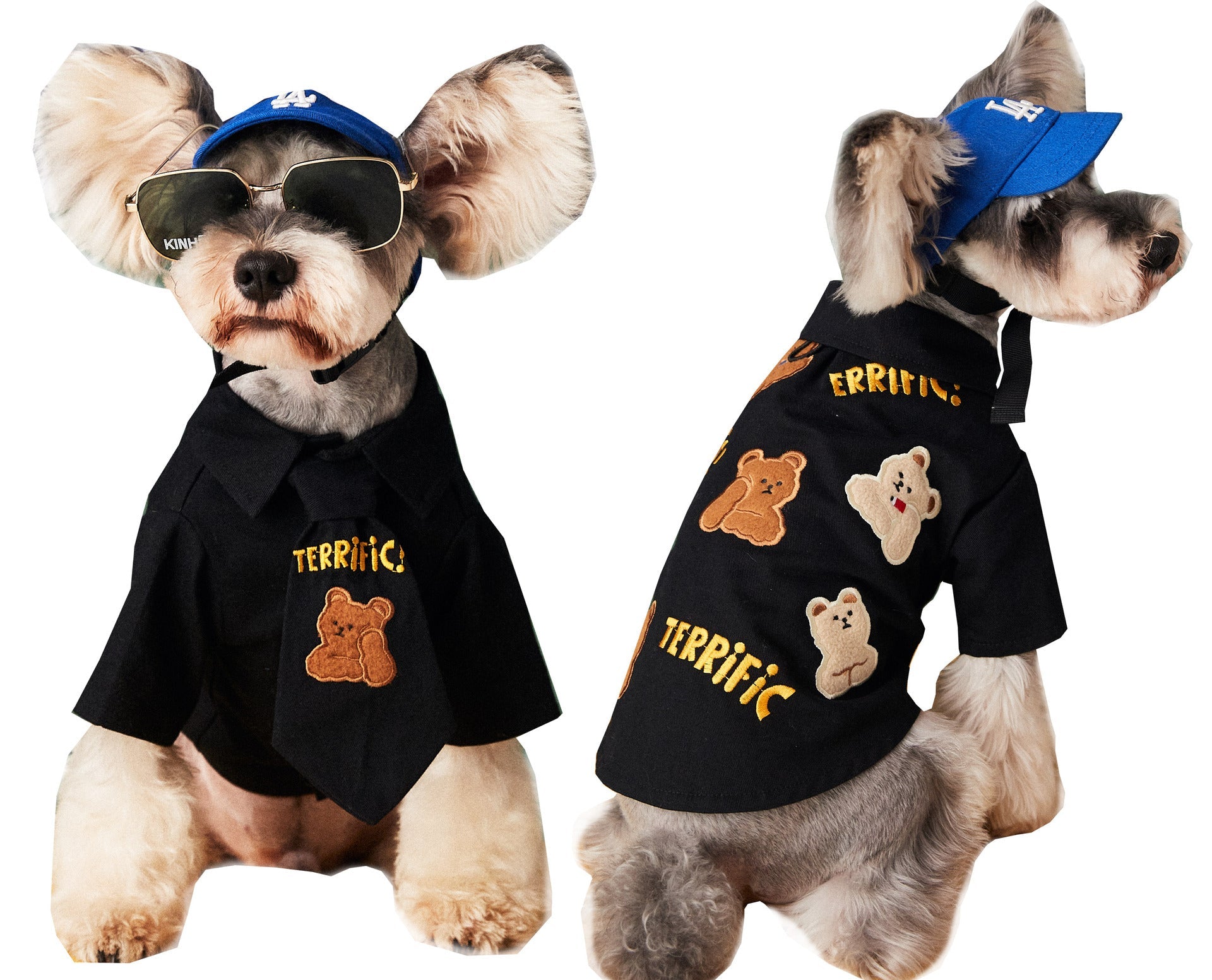 KFX-2647869 Trendy Cotton Shirt and Tie Set for Small to Medium-Sized Dogs