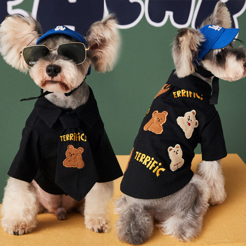 KFX-2647869 Trendy Cotton Shirt and Tie Set for Small to Medium-Sized Dogs