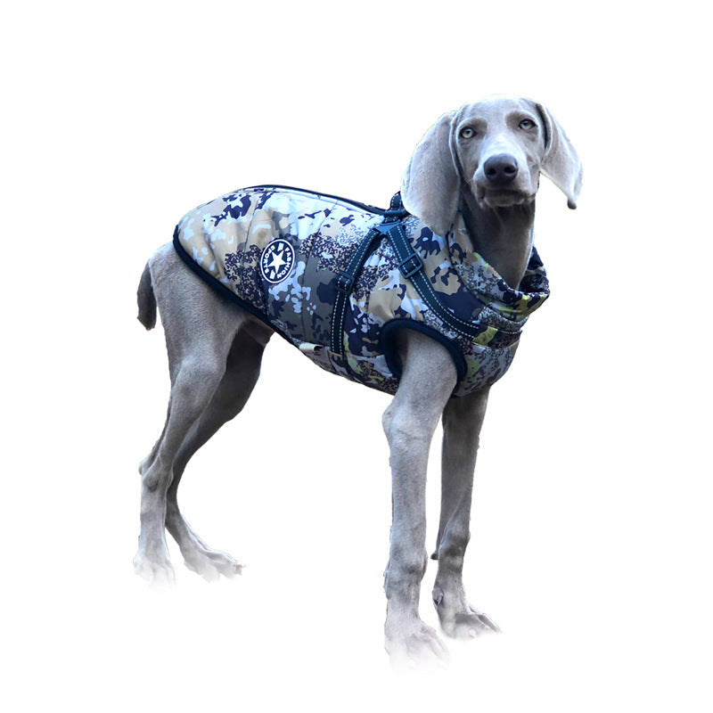 KFX-2648125 Waterproof Reflective Forest Green Cotton-Padded Jacket for Large Dogs