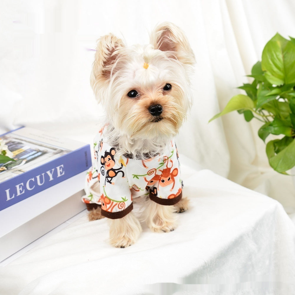 KFX-2651837 Cute Monkey Print Casual Pet Clothing for Dogs and Cats - Multiple Sizes Available