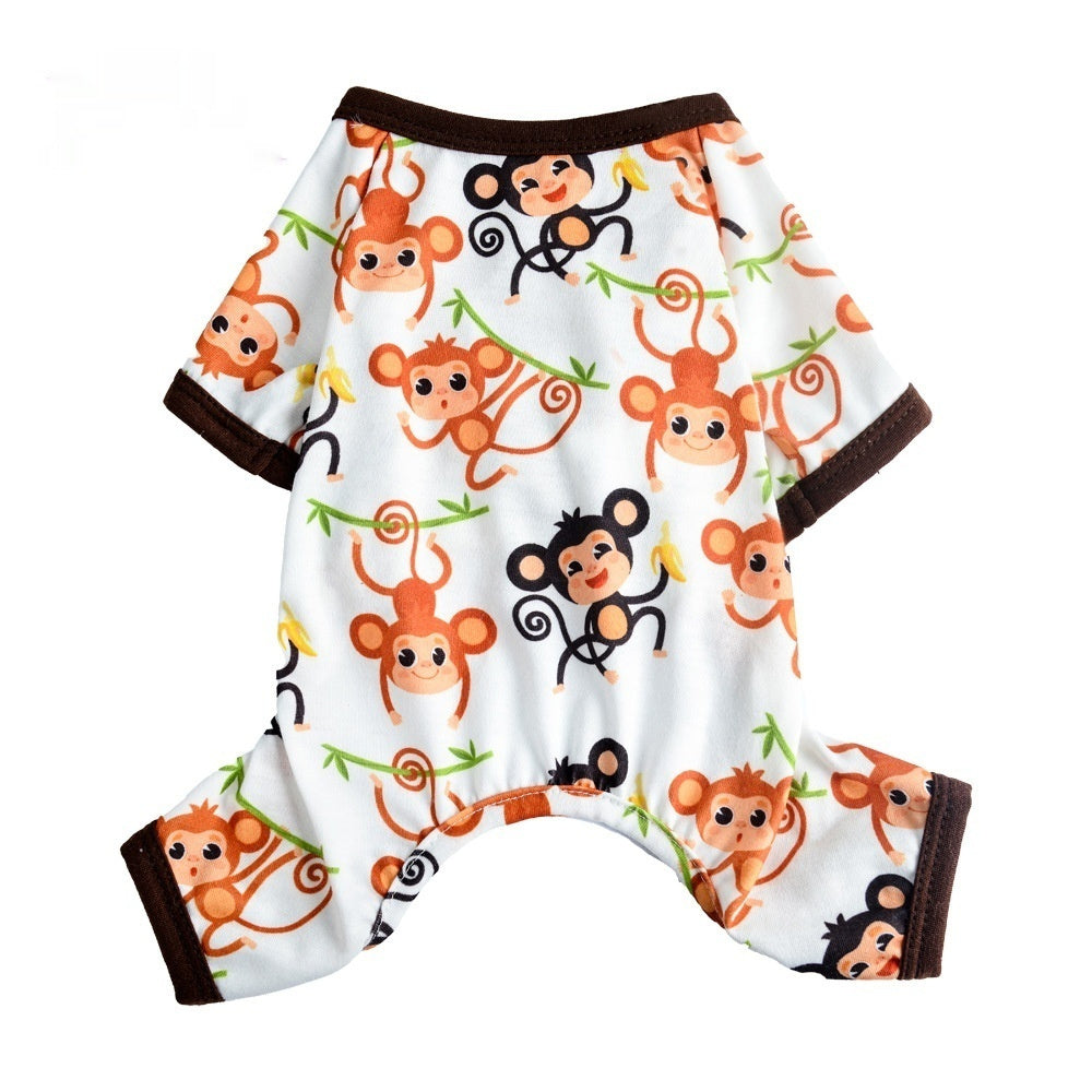 KFX-2651837 Cute Monkey Print Casual Pet Clothing for Dogs and Cats - Multiple Sizes Available