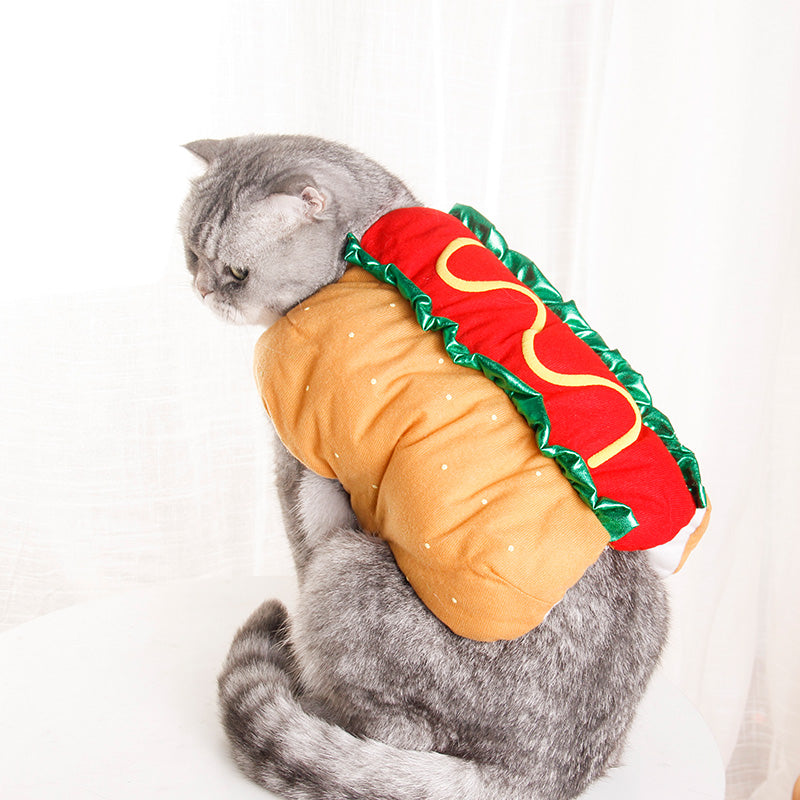 KFX-2653629 Cute Hot Dog Costume for Dogs and Cats - Fun Sandwich Outfit for Pets