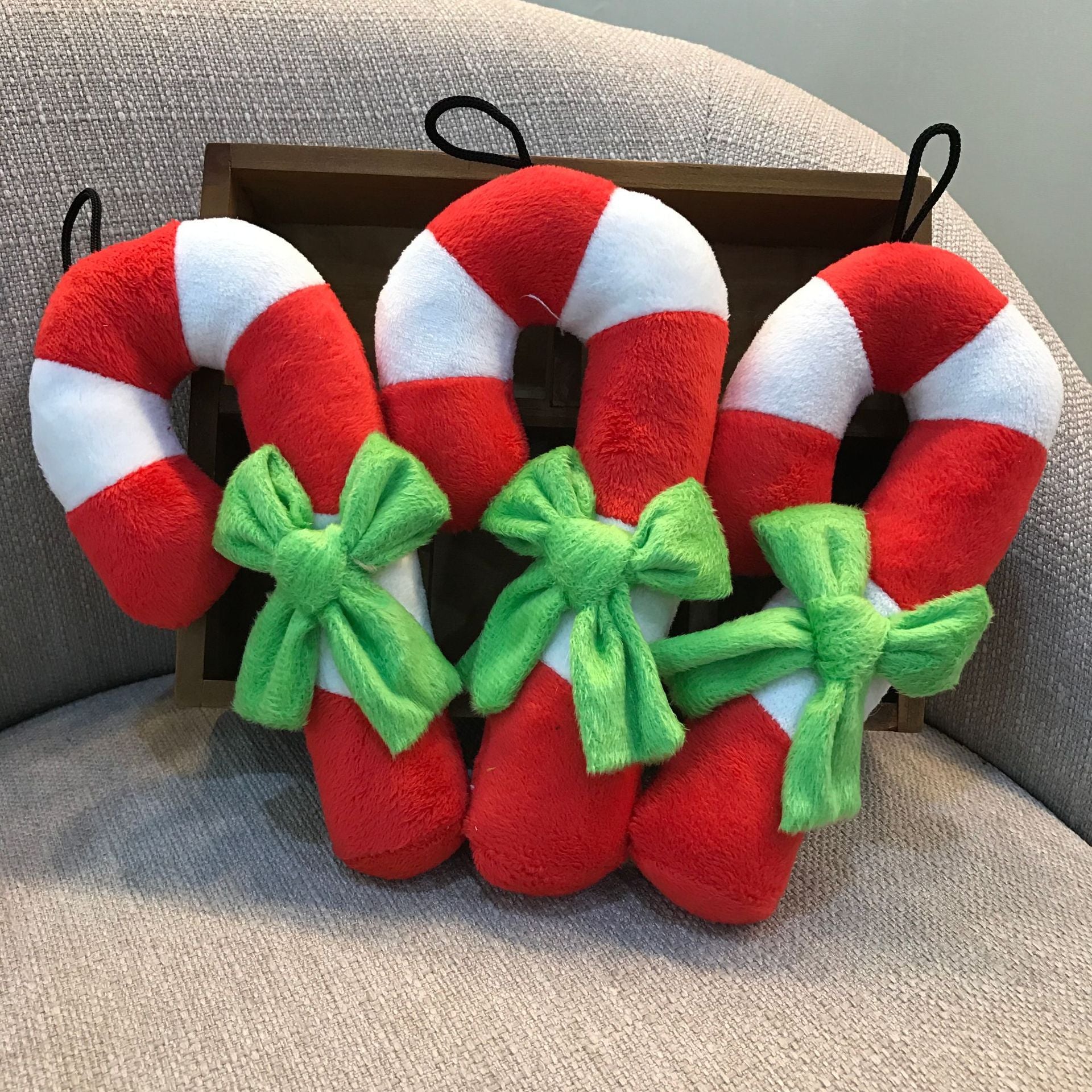 KFX-2654269 Christmas Candy Cane Plush Pet Toy - Sounding Design, 21x10cm