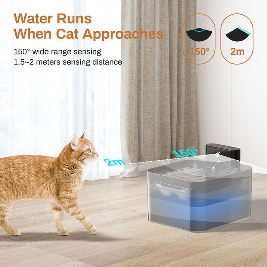 KFX-2655293 Automatic Stainless Steel Pet Water Fountain with 3.2L Capacity and Induction Sensor