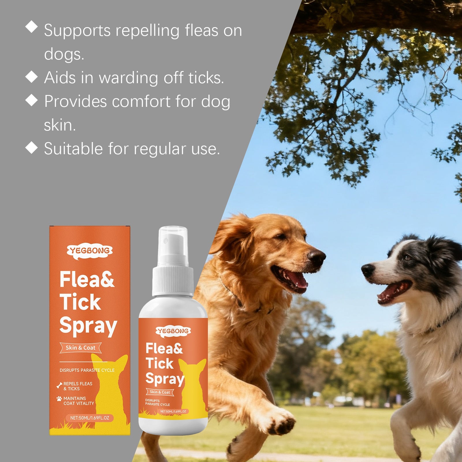 KFX-2657085 Natural Flea and Tick Prevention Spray for Dogs with Essential Oils