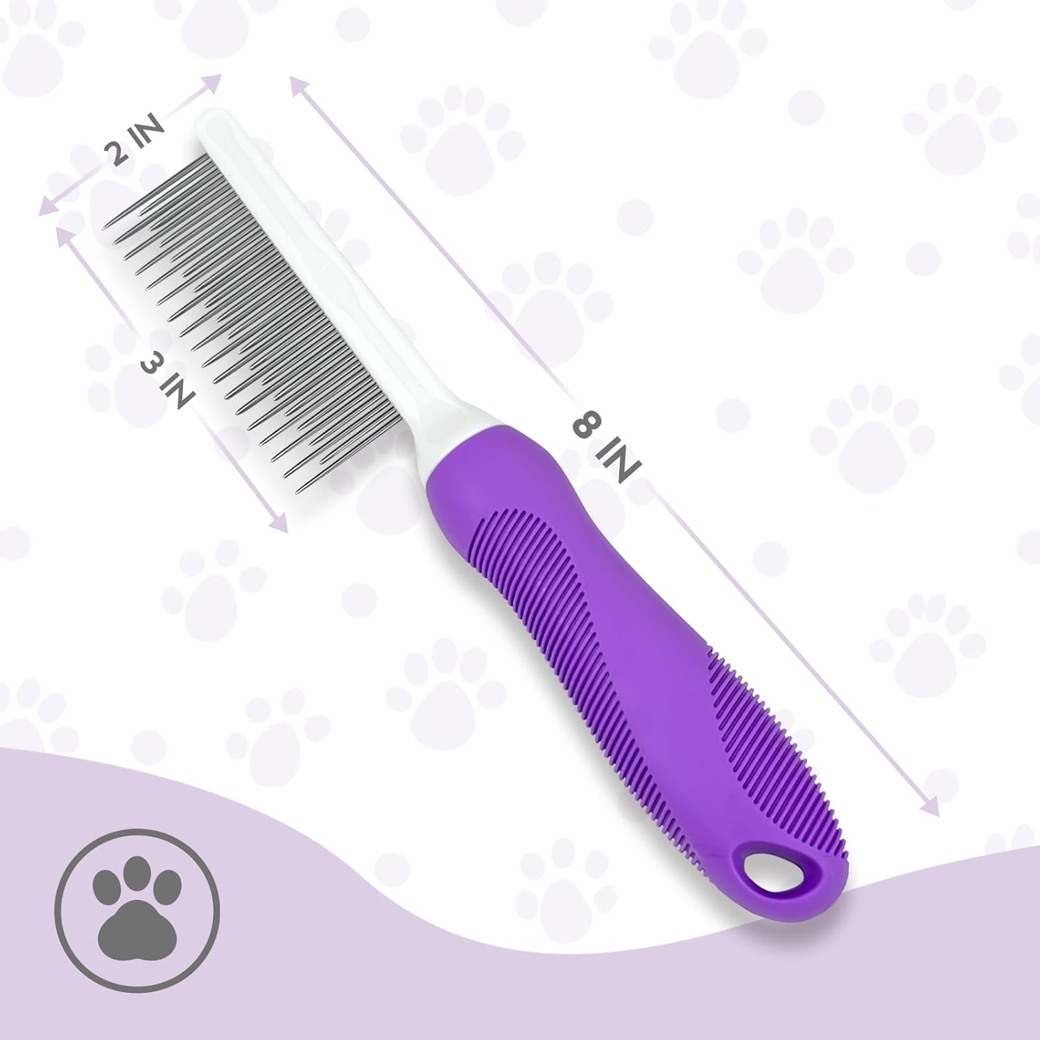 KFX-2662461 Detangling Grooming Comb for Cats and Dogs with Stainless Steel Teeth for Safe Knot Removal and Shiny Coat