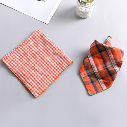 KFX-2663357 Double-Sided Cotton Dog Turban Scarf - 45cm Water Absorbent Pet Accessory