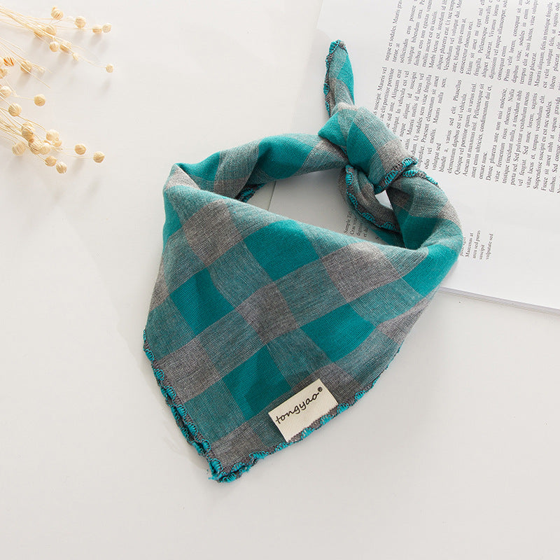 KFX-2663357 Double-Sided Cotton Dog Turban Scarf - 45cm Water Absorbent Pet Accessory
