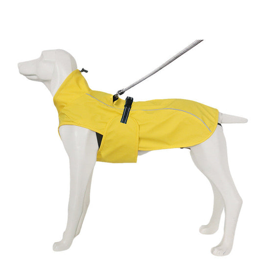 KFX-2663357 Waterproof Solid Color Casual Raincoat for Dogs in Lake Blue and Yellow