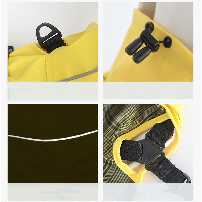KFX-2663357 Waterproof Solid Color Casual Raincoat for Dogs in Lake Blue and Yellow