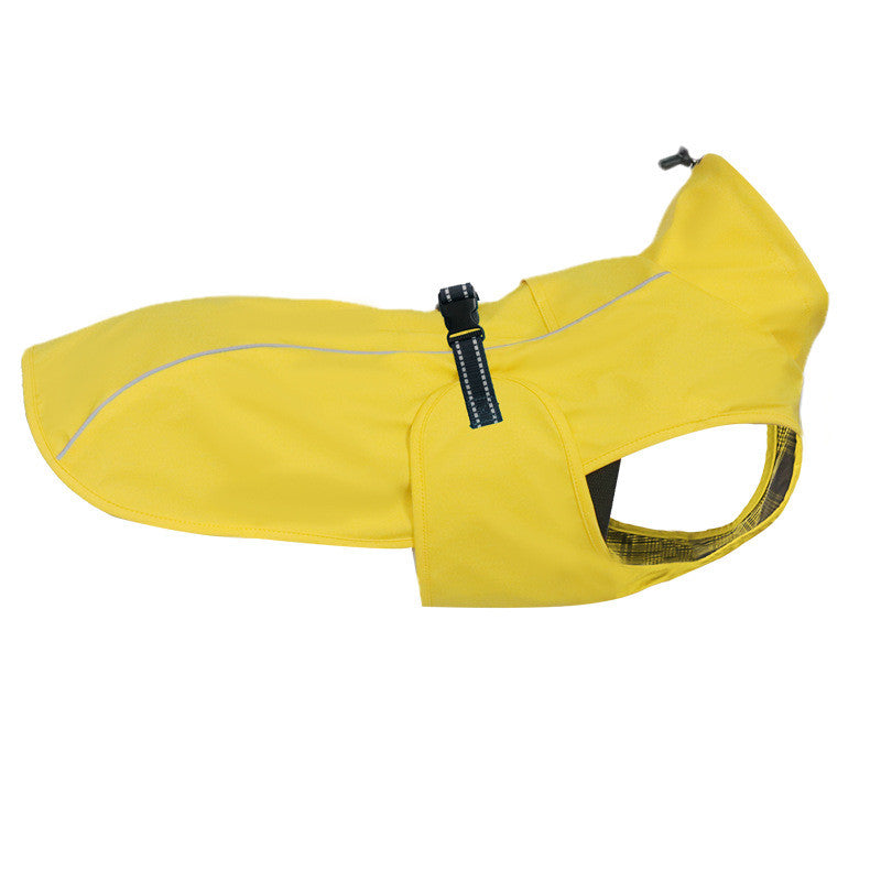 KFX-2663357 Waterproof Solid Color Casual Raincoat for Dogs in Lake Blue and Yellow
