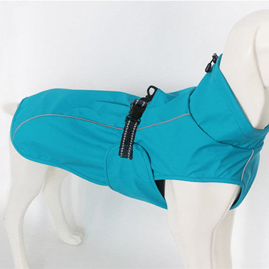 KFX-2663357 Waterproof Solid Color Casual Raincoat for Dogs in Lake Blue and Yellow