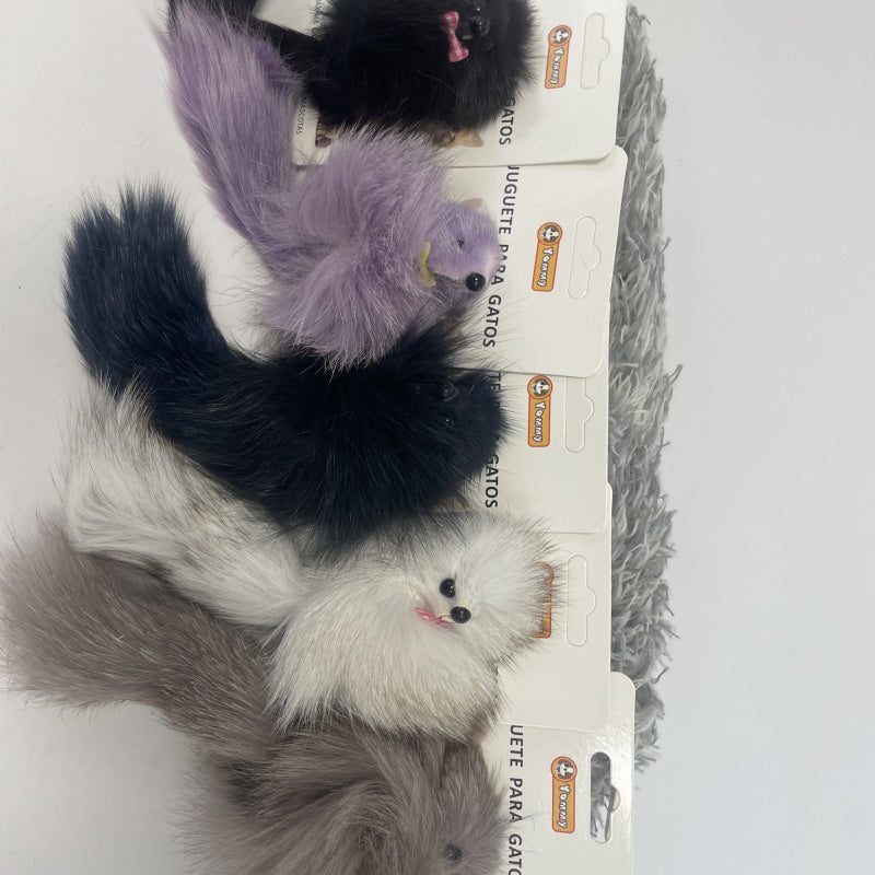 KFX-2664637 Real Hair Fox Cat Toy for Interactive Playtime and Enrichment