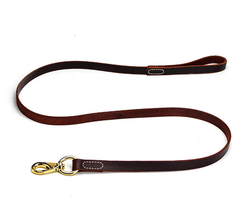 KFX-2664765 Durable Cowhide Dog Leash for Medium to Large Breeds, Ideal for Golden Retrievers, Labradors, Corgis, and Huskies