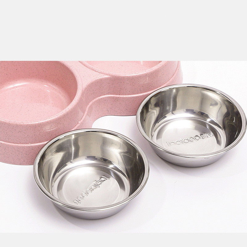 KFX-2665149 Two-in-One Water and Food Bowl for Dogs - Eco-Friendly Straw Material - 24.5 x 13.5 x 4.6cm - Available in Blue, Green, Pink