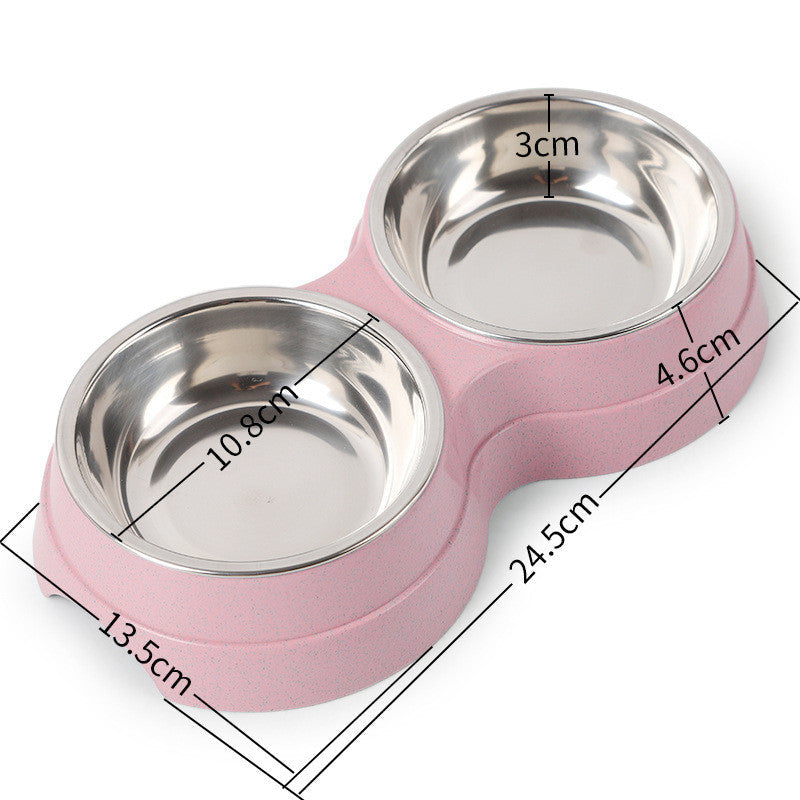 KFX-2665149 Two-in-One Water and Food Bowl for Dogs - Eco-Friendly Straw Material - 24.5 x 13.5 x 4.6cm - Available in Blue, Green, Pink