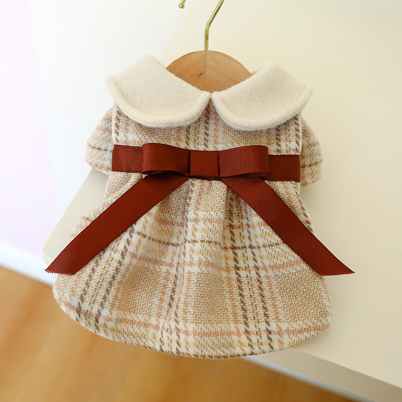KFX-2665533 Tartan-Inspired Warm Princess Dog Skirt for Casual Wear
